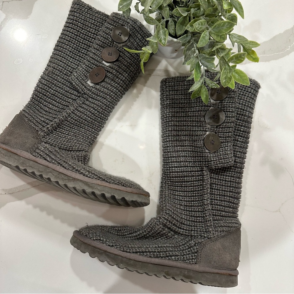 UGG classic knit grey sock boots